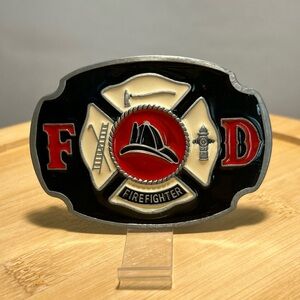 Style Enamel Fire Hero Firefighter FD Belt Buckle Vintage
